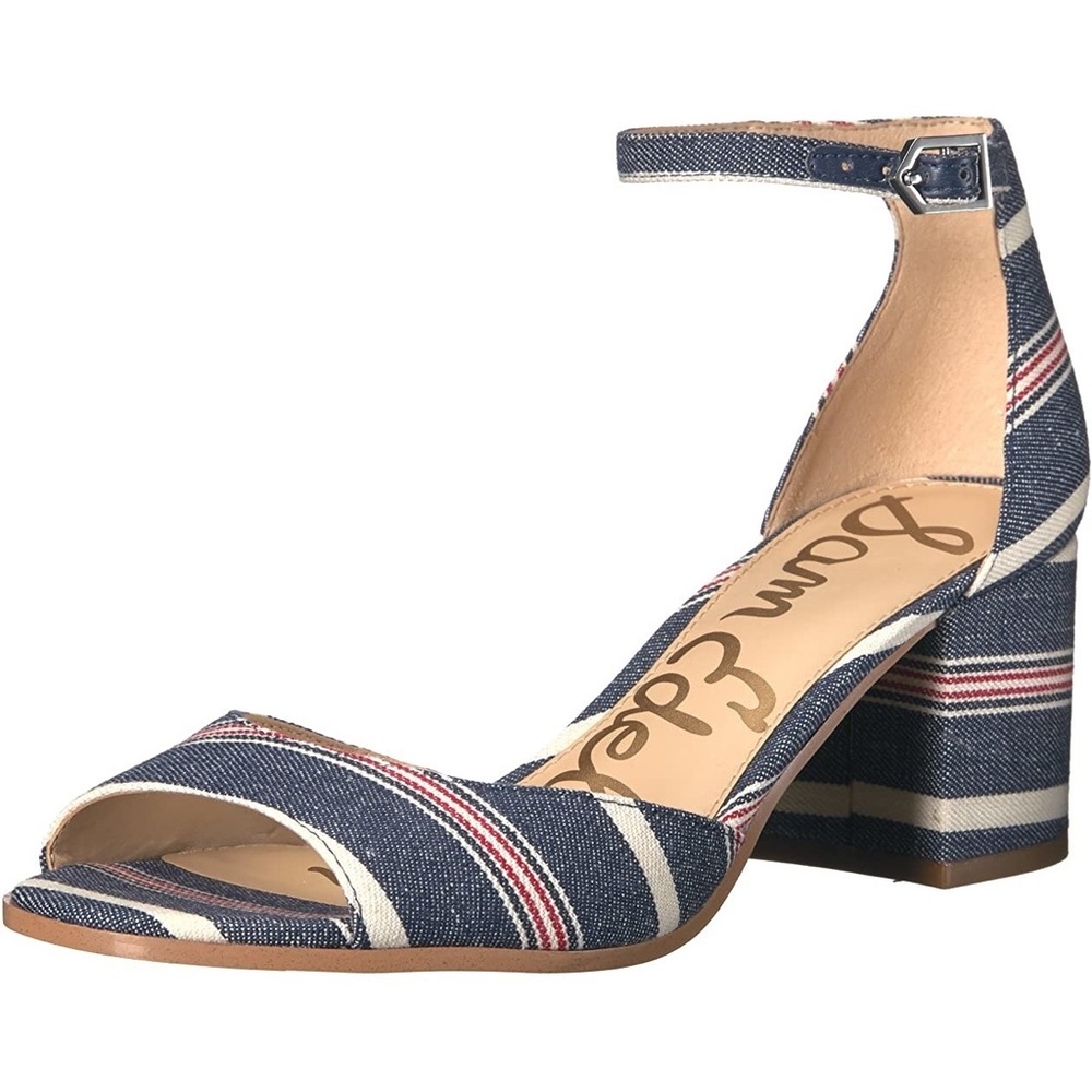 2/$25✨Sam Edelman Susie Heeled Sandal Striped 5.5 - Picture 1 of 7